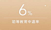 6%* 初等教育中退率