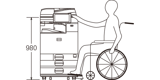 画像2：車椅子を利用されている方に最適な高さでご利用いただけます。